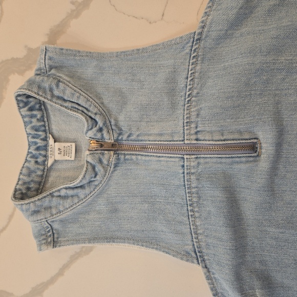 Guess Womens Cotton Halter Distressed Relaxed Denim Mini Dress Blue Size Small - Picture 9 of 12